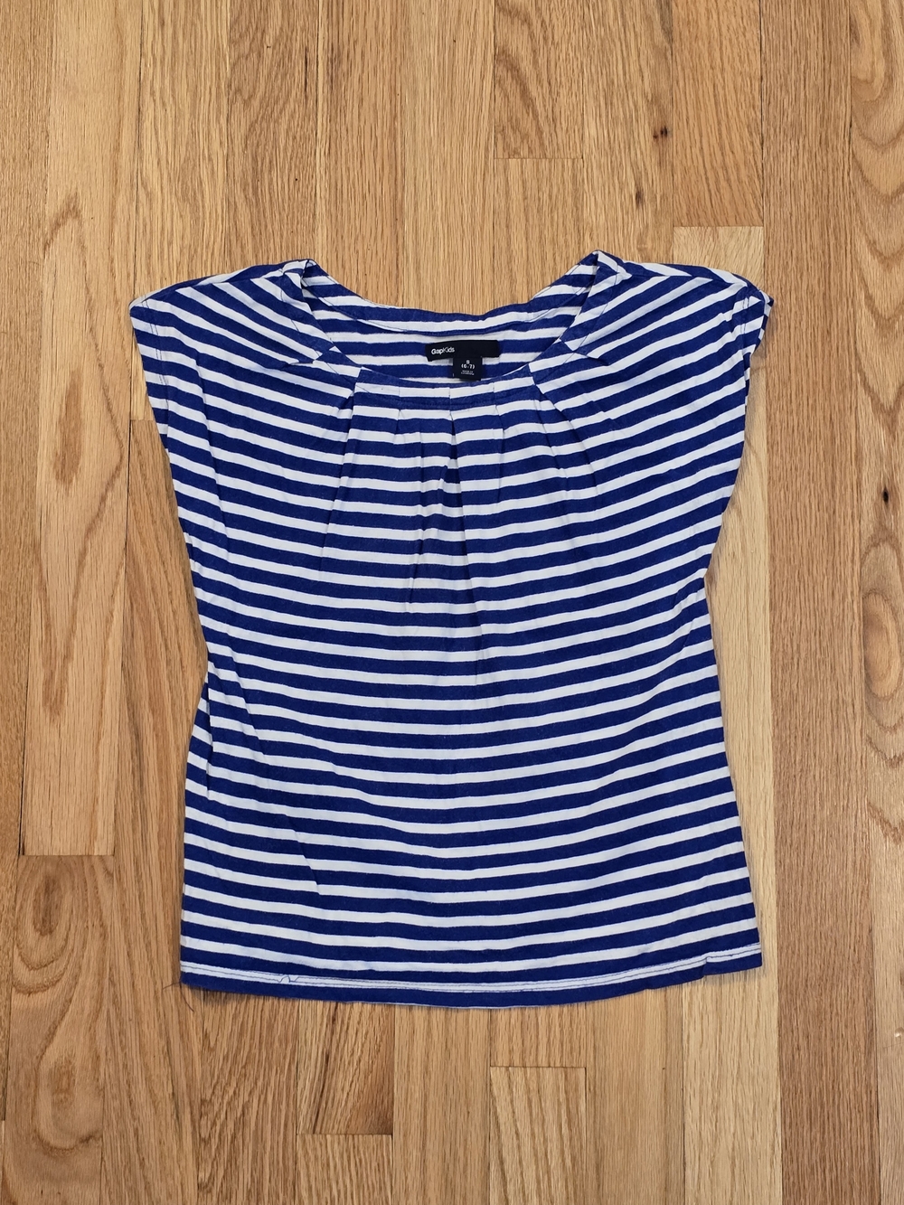 GAP Navy and White Horizontal Stripe Short Sleeve Top